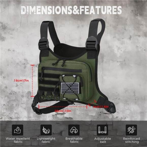 Outdoor Sports Chest Bag for Men, Chest Vest Holster Fits Most Pistols, EDC - Picture 9 of 16